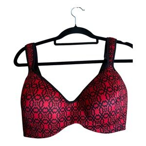 Adrienne Vittadini Studio‎ 38DD Red Black Geometric Print Bra